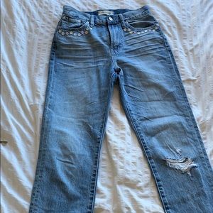 Madewell flower-embroidered crop jeans